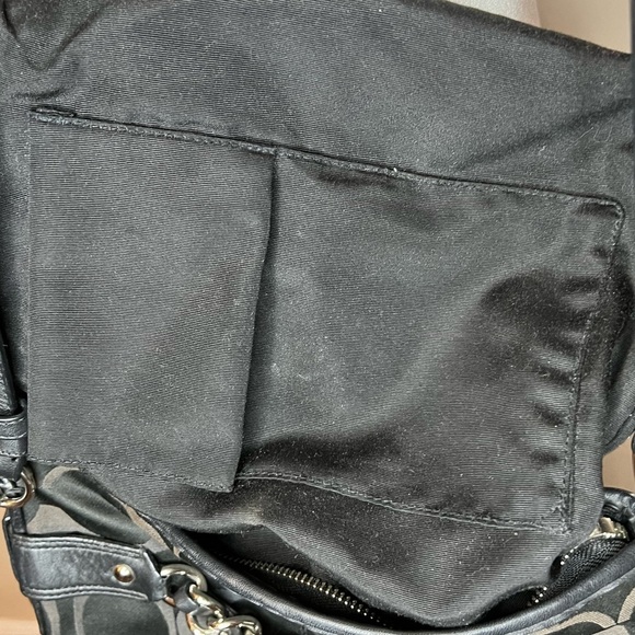 Coach Black Signature Silver Chain ShoulderBag Adjustable Strap - Picture 12 of 15